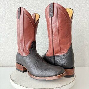 NEW Rod Patrick Mens Cowboy Boots 12.5A Black Glazed Shoulder Western Blunt Toe